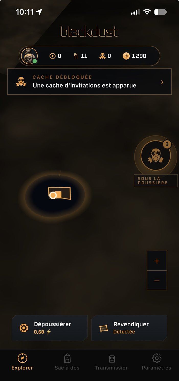 Capture d'écran de l'application blackdust